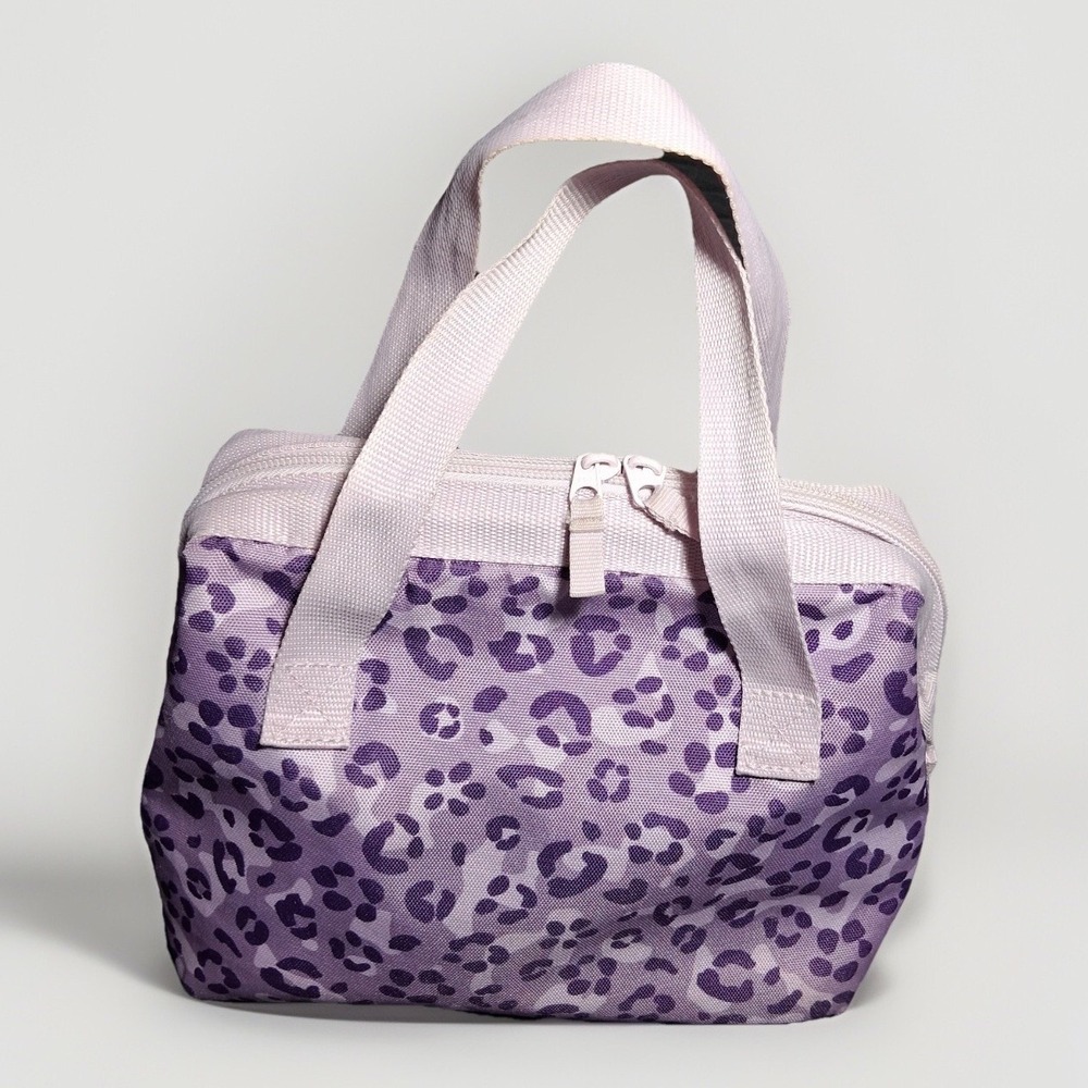 Target Purple Leopard Print Insulated Lunch Bag Double Zipper